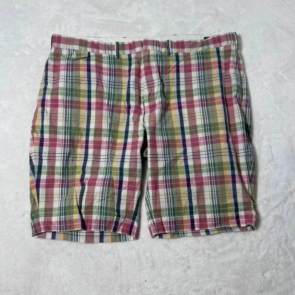 Vintage POLO Ralph Lauren Sportswear SHORTS 1967 Men 42 Plaid Flat Front‎ Chino